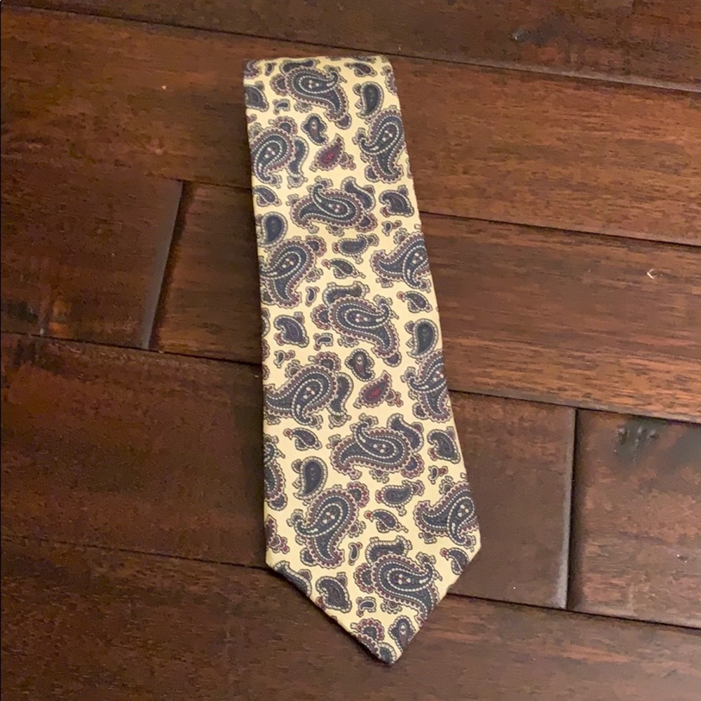 Yellow and Blue Paisley Silk Tie from Dillard’s